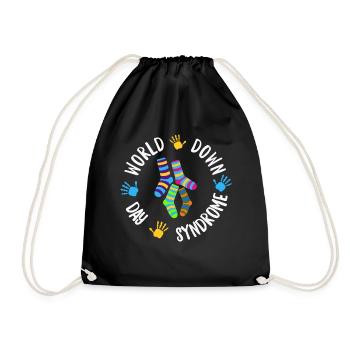 World Down Syndrome Day Awareness Socks Down - Drawstring Bag - black - Front