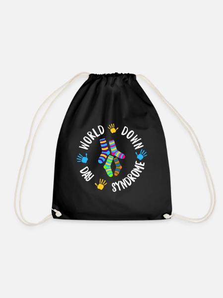 World Down Syndrome Day Sensibilisierung trifft Socken runter - Turnbeutel - Schwarz