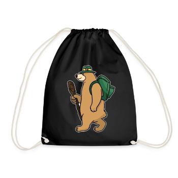 Backpacker Bär - Turnbeutel - Schwarz - Vorne