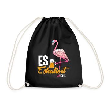 Flamingo Eskaliert - Turnbeutel - Schwarz - Vorne