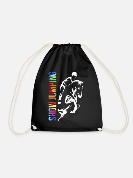 Show jumping show jumping horse riding - Drawstring Bag - black