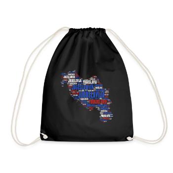 Yugoslavia map design 03c - Drawstring Bag - black - Front