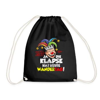 Karneval Fasching Verrückt Lustig - Turnbeutel - Schwarz - Vorne