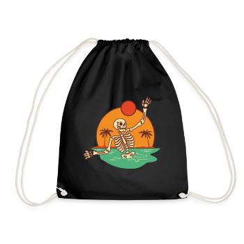 Skeleton Beach Day - Drawstring Bag - black - Front