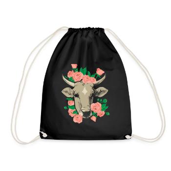 cow - Drawstring Bag - black - Front