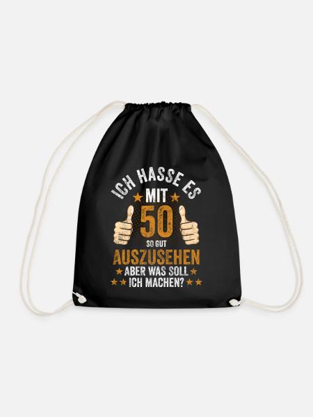 50. Geburtstag Fünfzig Fünzigster - Turnbeutel - Schwarz