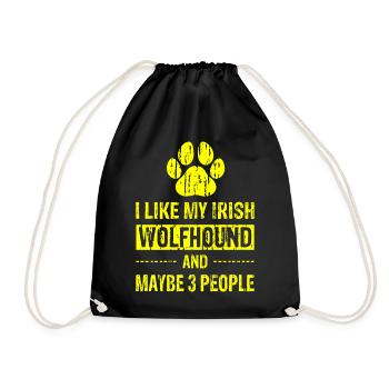 I Like My Irish Wolfhound And Maybe 3 People ye - Drawstring Bag - black - Front
