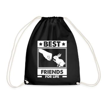 Best friends for life rabbit bunnies saying Hasi - Drawstring Bag - black - Front