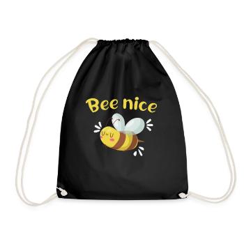 Bee nice lustige Bienen Imker geschenke - Turnbeutel - Schwarz - Vorne