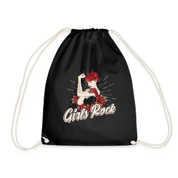 Pin up rockabilly pour fille - Sac de sport léger - noir - Devant