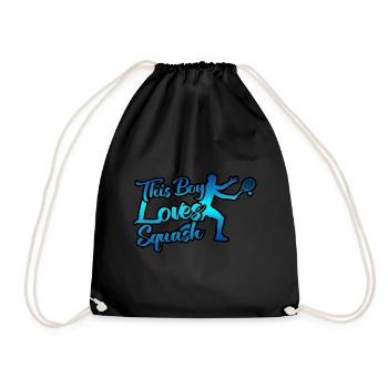 This boy loves squash - Drawstring Bag - black - Front