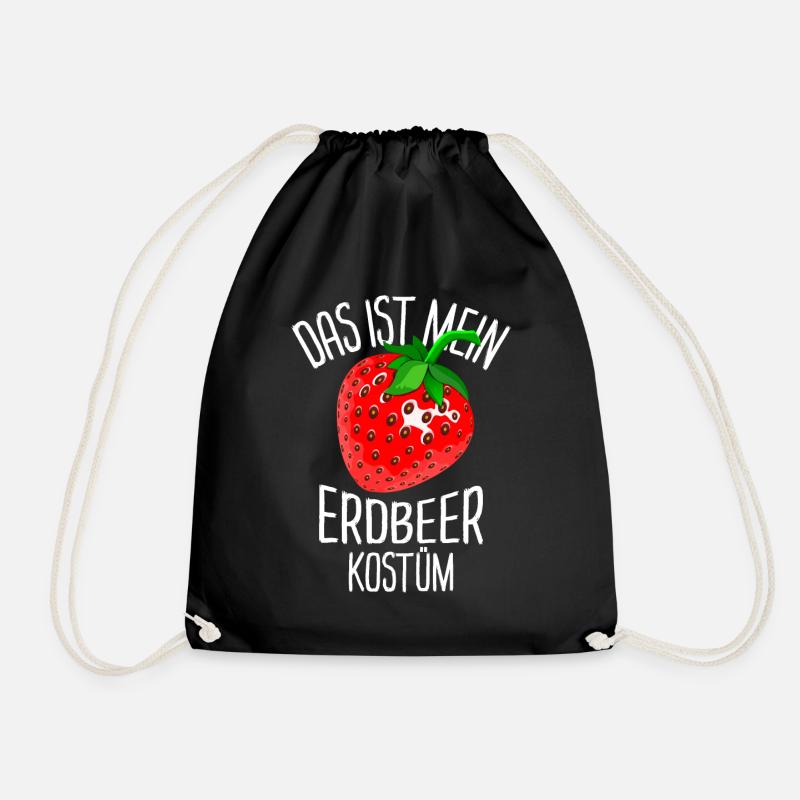 Karneval Erdbeere Kostüm - Turnbeutel - Schwarz