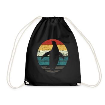 Pinguin Retro - Turnbeutel - Schwarz - Vorne