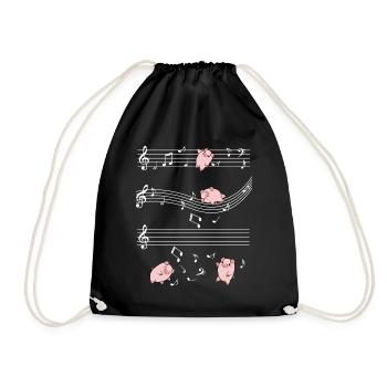 Musik Schweine Musiknoten Süßes Ferkel Geschenk - Turnbeutel - Schwarz - Vorne