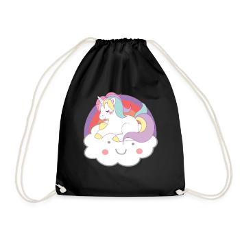 Einhörner Einhorn auf Wolke Unicorns - Turnbeutel - Schwarz - Vorne