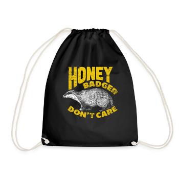 honey badger - Drawstring Bag - black - Front