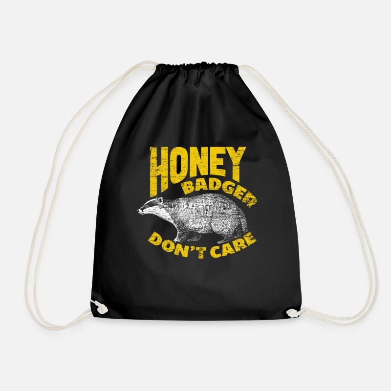 honey badger - Drawstring Bag - black