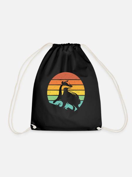 Honey Badger Retro Gift - Drawstring Bag - black