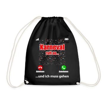 Karneval Ruft An Handy Kostüm Damen Herren Kinder - Turnbeutel - Schwarz - Vorne
