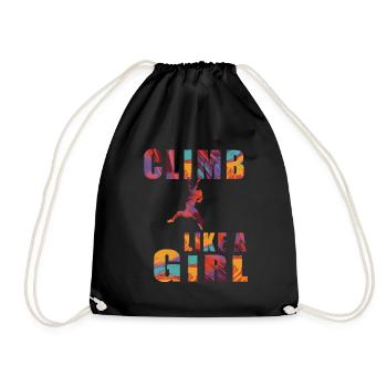 Climb like a girl women climbing climbing hall - Drawstring Bag - black - Front