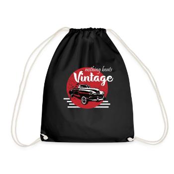 Vintage Oldtimer 50er Jahre Rockabilly Biker - Turnbeutel - Schwarz - Vorne