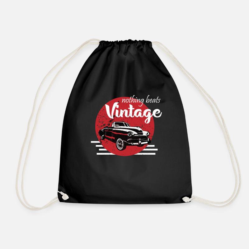 Vintage Oldtimer 50er Jahre Rockabilly Biker - Turnbeutel - Schwarz