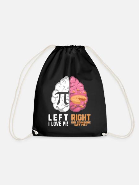 Pi Day Pie Lover Gehirn Seite Links Rechts Math - Turnbeutel - Schwarz