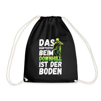 Downhill Biker Fahrrad Mountainbike MTB Geschenk - Turnbeutel - Schwarz - Vorne