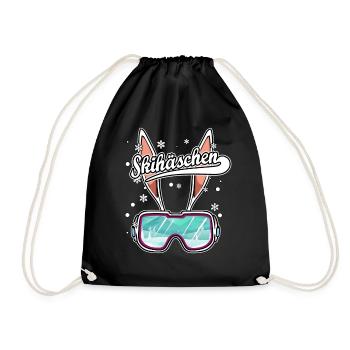 Skihäschen Skihaserl Apres Ski Skifahrer Schnee - Turnbeutel - Schwarz - Vorne