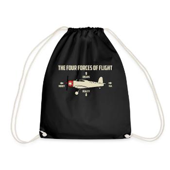 plane - Drawstring Bag - black - Front