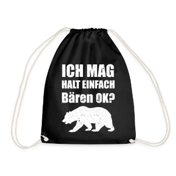 Bären Bär Motiv Lustig Für Damen, Herren, Kinder - Turnbeutel - Schwarz - Vorne