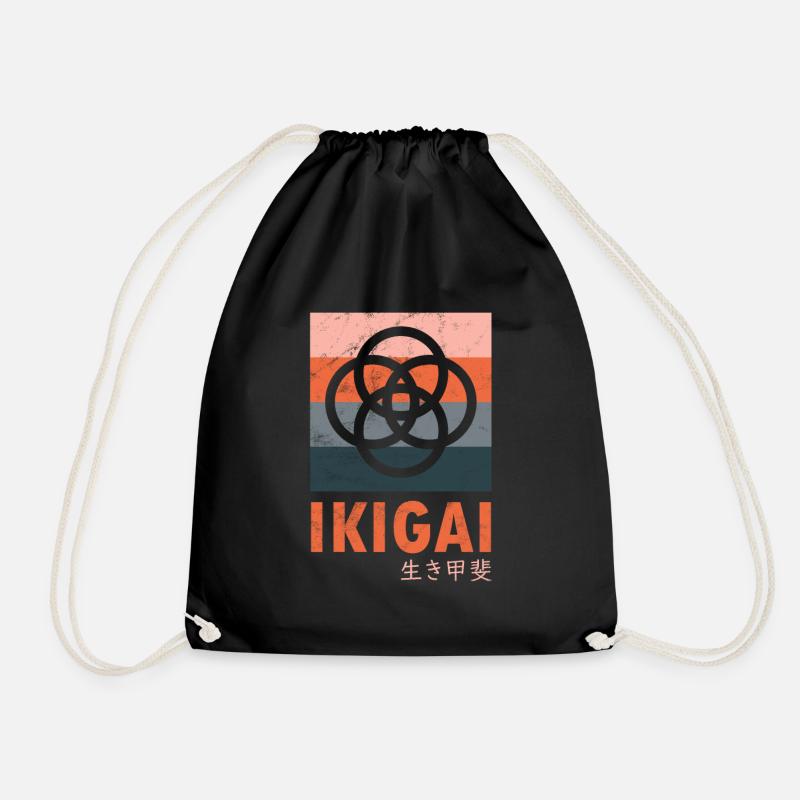 Ikigai Vintage - Turnbeutel - Schwarz