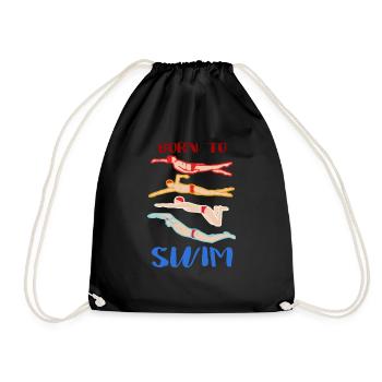 Cadeau de nageur vintage né pour nager - Sac de sport léger - noir - Devant