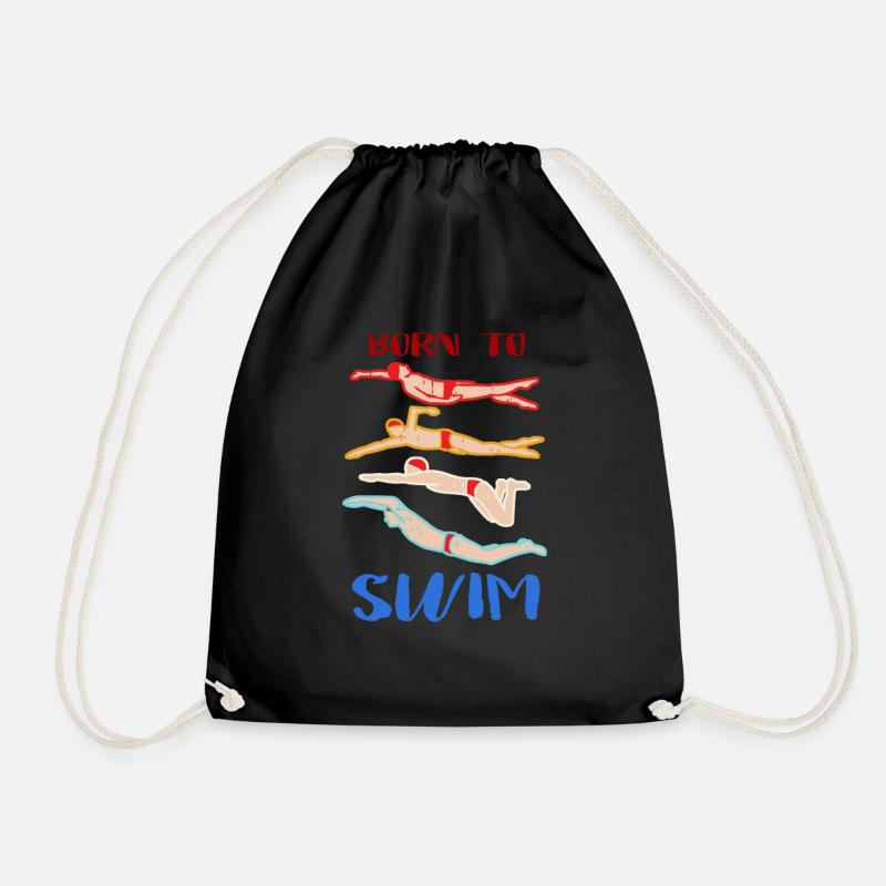 Vintage Born To Swim Schwimmer Geschenk - Turnbeutel - Schwarz