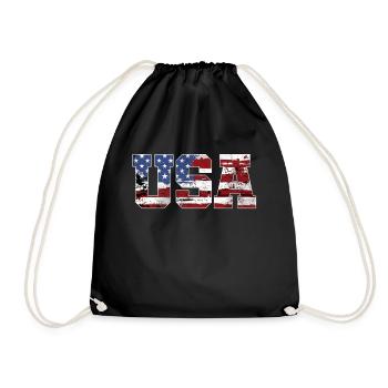 USA American flag - Drawstring Bag - black - Front