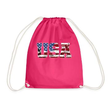 USA American flag - Drawstring Bag - fuchsia - Front
