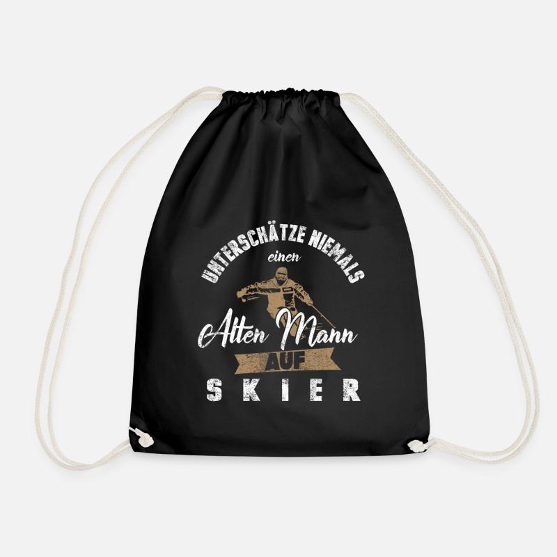 Ski Skier Alter Mann Wintersport Skisport Geschenk - Turnbeutel - Schwarz
