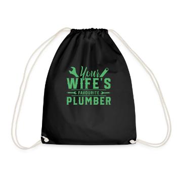 Plumber plumbing plumber plumbing team - Drawstring Bag - black - Front