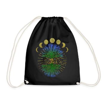 Om fleur de vie en or avec arbre de vie - Sac de sport léger - noir - Devant