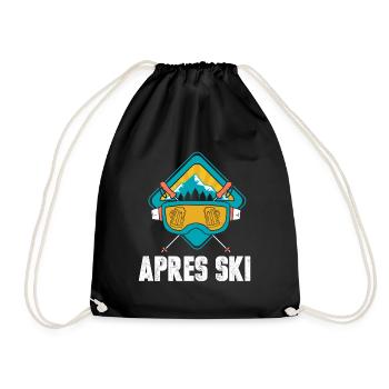 Ski Skiurlaub Apres Ski - Turnbeutel - Schwarz - Vorne