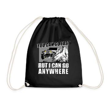 funny jeep driver - Drawstring Bag - black - Front