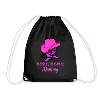 Line dance, line dancing country western - Drawstring Bag - black - Front