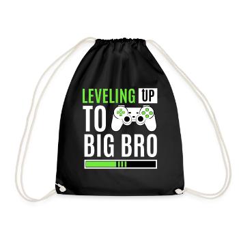 Leveling Up To Big Bro - Drawstring Bag - black - Front