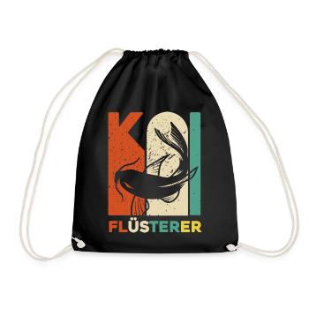 Koi Fan - Lustiges Retro Koi Flüsterer - Geschenki - Turnbeutel - Schwarz - Vorne