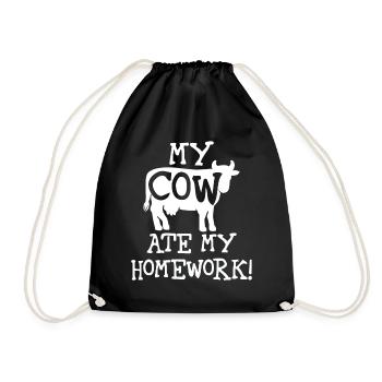Vache de retour à l'école - Sac de sport léger - noir - Devant