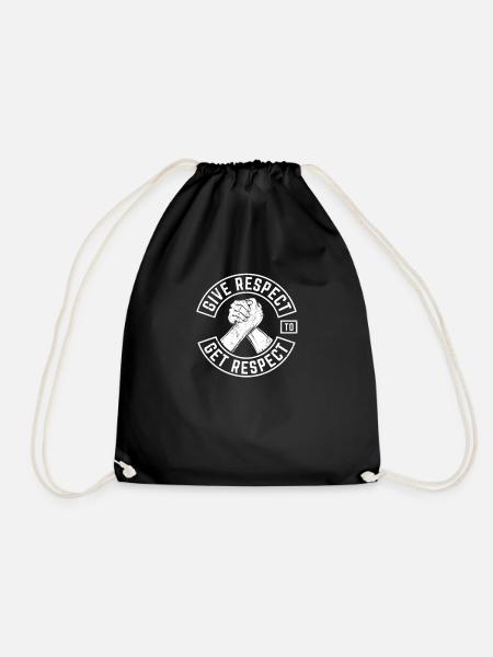 Give Respect To Get Respect Biker Design - Drawstring Bag - black
