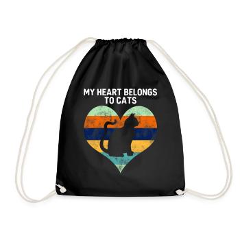 Cat valentine's day cat lover - Drawstring Bag - black - Front