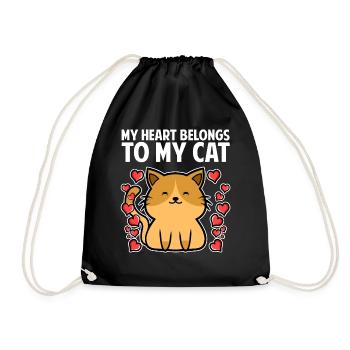 Valentine's day cats cat lovers - Drawstring Bag - black - Front