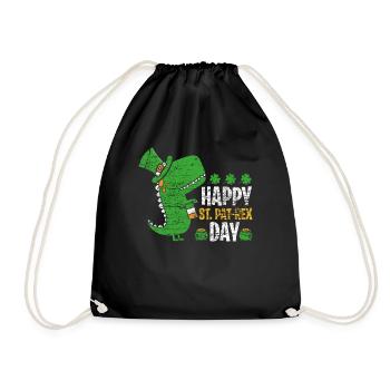 St. Patrick's Day T-Rex - Drawstring Bag - black - Front