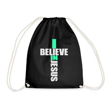 I Believe In Jesus - Religion Kreuz Christentum - Turnbeutel - Schwarz - Vorne
